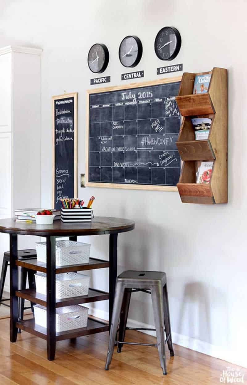 A family command center with chalkboard