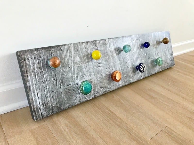 Finished DIY necklace holder with knobs