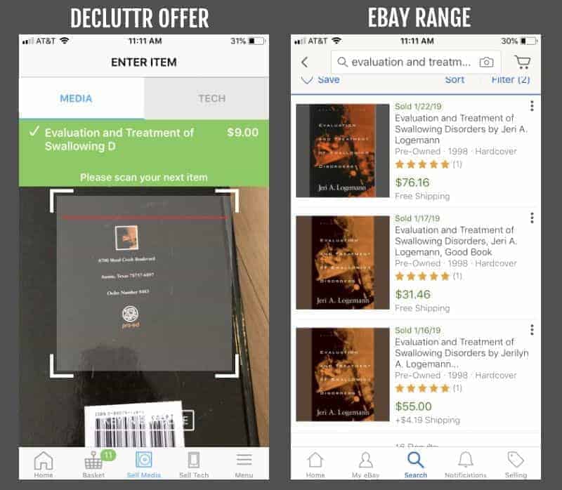 Comparing eBay and Decluttr prices