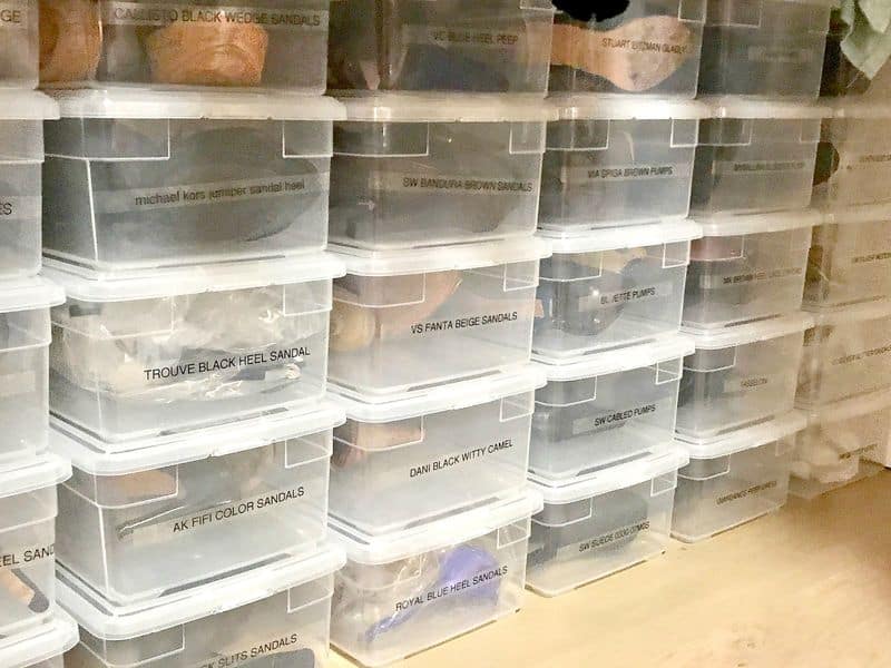 Shoe organization with clear boxes