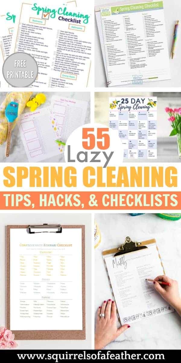 A bunch of spring cleaning checklists on a table