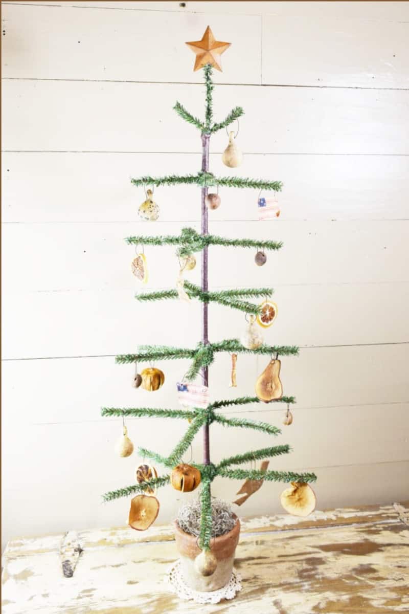  A primitive Christmas tree painted green