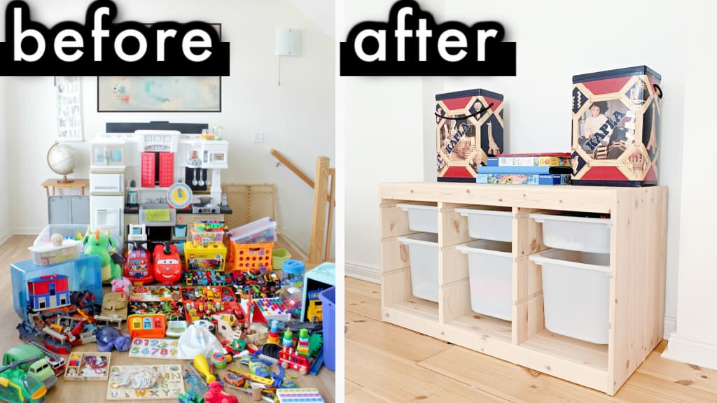 Before and after minimalism with kids