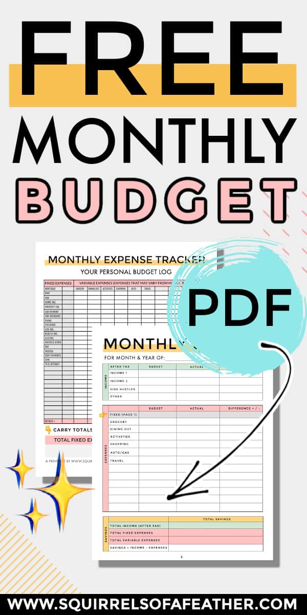 A close up of a free 2021 budget planner printable set