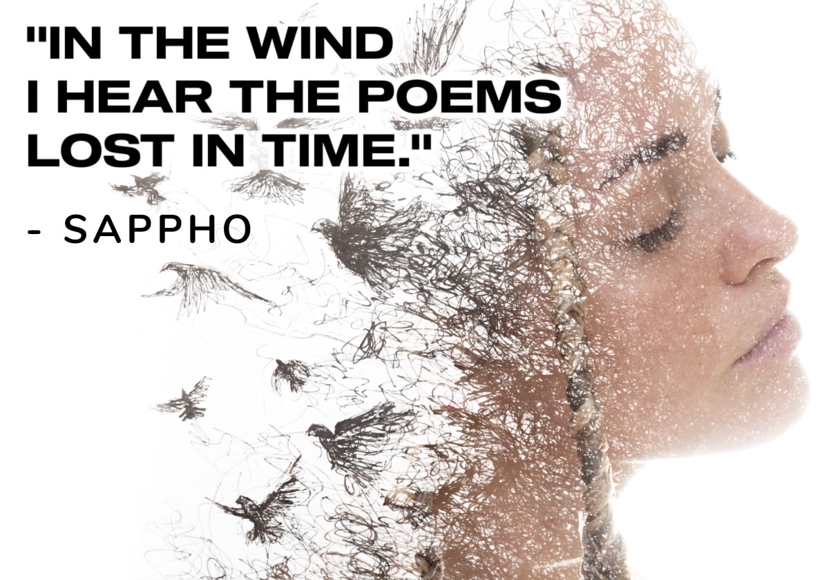 A Sappho quote about losing time over a picture of a beautiful woman